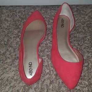 Red suede d'orsay flats